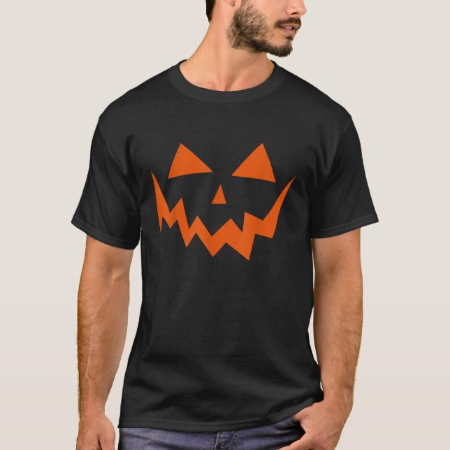Jack O Lantern Scary Carved Pumpkin Face Halloween T-Shirt (Vorderseite)
