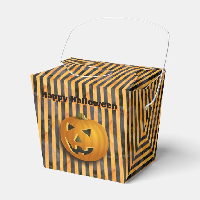 Jack-O-Lantern, Schwarz-Orange-Streifen-Schachtel Geschenkschachtel (Vorderseite)