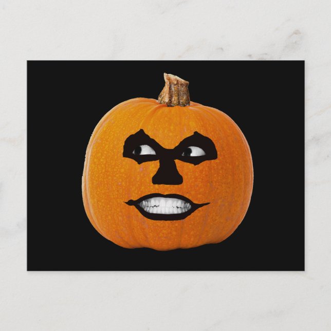 Jack o' Lantern Sinister Face, Halloween Pumpkin Postkarte (Vorderseite)