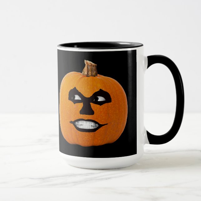 Jack o' Lantern Sinister Face, Halloween Pumpkin Tasse (Rechts)