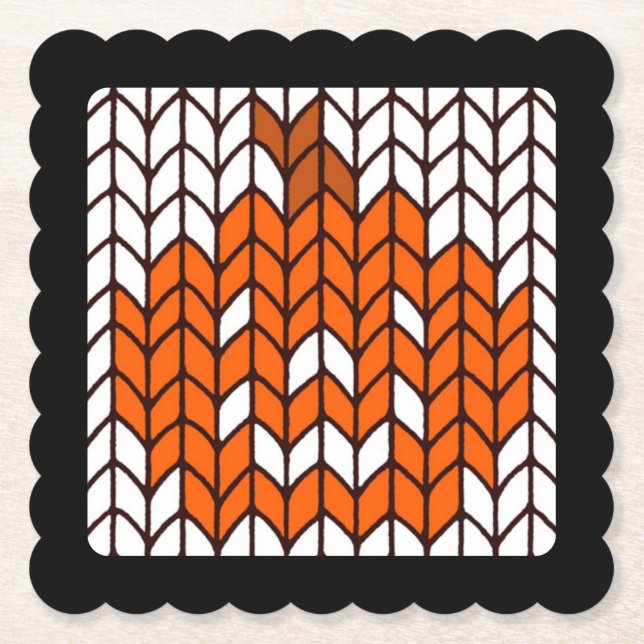 JACK-O-LANTERN STRICK Scalloped Square Paper Unter Untersetzer (Vorderseite)