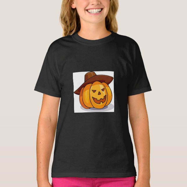 Jack-O-Lantern-T - Shirt der Mädchen (Vorderseite)