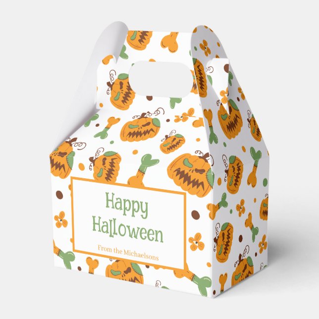 Jack-o-Lantern und Knochen Spooky Custom Halloween Geschenkschachtel (Vorderseite)