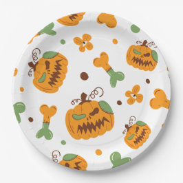 Jack-o-Lantern und Knochen-Spooky Halloween Pappteller