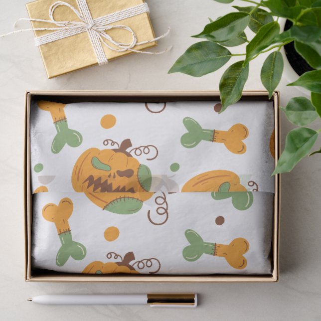 Jack-o-Lantern und Knochen-Spooky Halloween Seidenpapier (Geschenk)