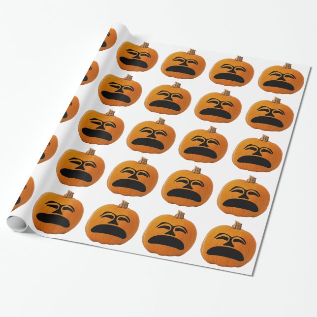 Jack o' Lantern Unglückliches Gesicht, Halloween P Geschenkpapier (Ungerollt)