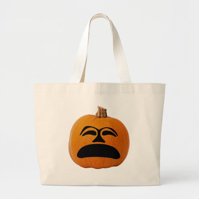 Jack o' Lantern Unglückliches Gesicht, Halloween P Jumbo Stoffbeutel (Vorne)