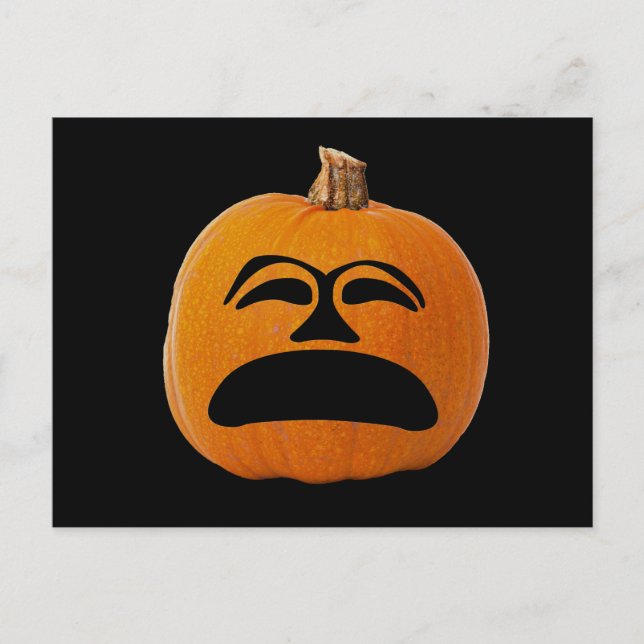 Jack o' Lantern Unglückliches Gesicht, Halloween P Postkarte (Vorderseite)