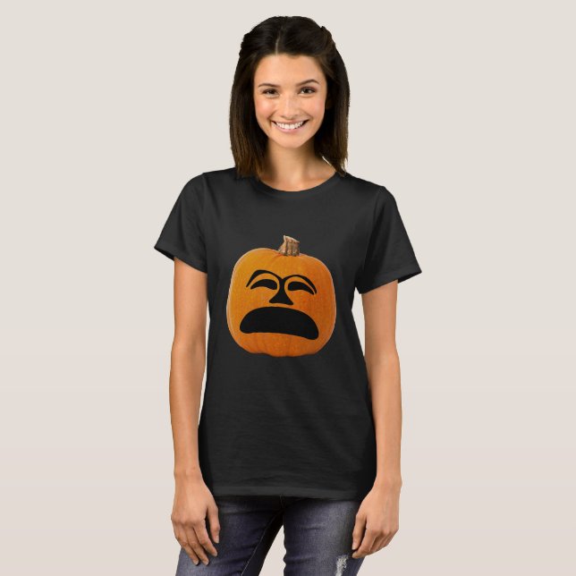 Jack o' Lantern Unglückliches Gesicht, Halloween P T-Shirt (Vorne ganz)