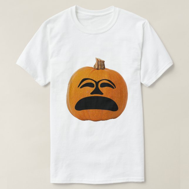 Jack o' Lantern Unglückliches Gesicht, Halloween P T-Shirt (Design vorne)