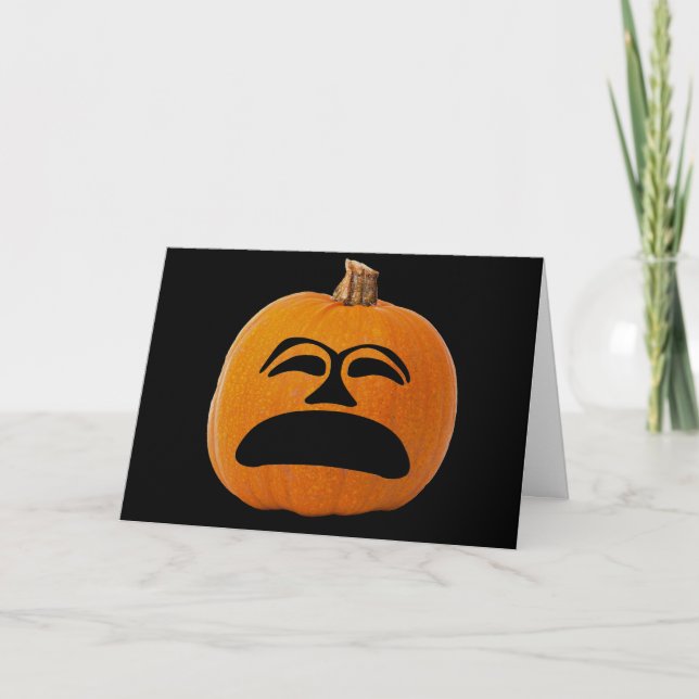Jack o' Lantern Unhappy Face, Halloween Pumpkin Karte (Vorderseite)