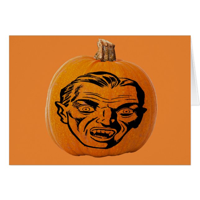 Jack o' Lantern Vampire Face, Halloween Pumpkin (Vorderseite (Horizontal))
