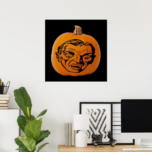 Jack o' Lantern Vampire Face, Halloween Pumpkin Poster (Heimbüro)
