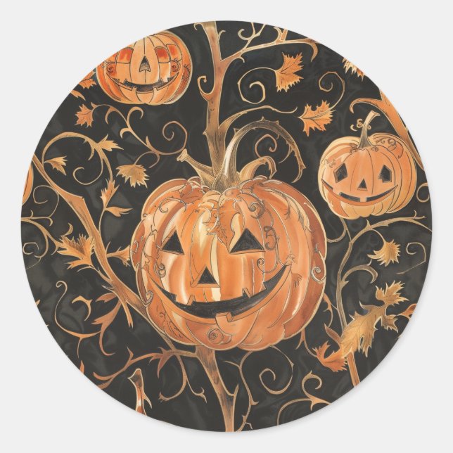 Jack-o-Lanterns auf dem Weinberg Runder Aufkleber (Vorderseite)