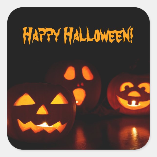 Jack-O-Lanterns-Aufkleber Quadratischer Aufkleber (Vorderseite)