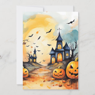 Jack O’Lanterns Bats Spuk KirchenHalloween Feiertagskarte