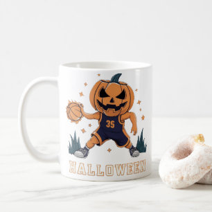 Jack-o'-Lantern's Fiery Slam Dunk: Halloween Night Kaffeetasse