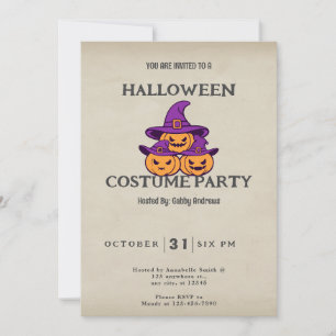 Jack-O' Lanterns Hexen Hat Vintages Halloween Einladung