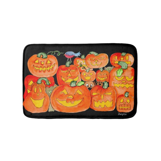 Jack-O-Lanterns with Animals Badematte (Vorderseite)