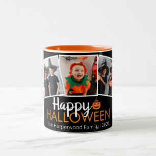 Jack-o-Laterne Halloween Familie 3 Foto Zweifarbige Tasse