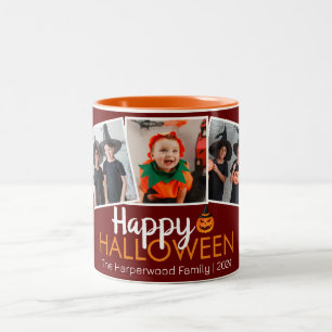 Jack-o-Laterne Halloween Familie 3 Foto Zweifarbige Tasse