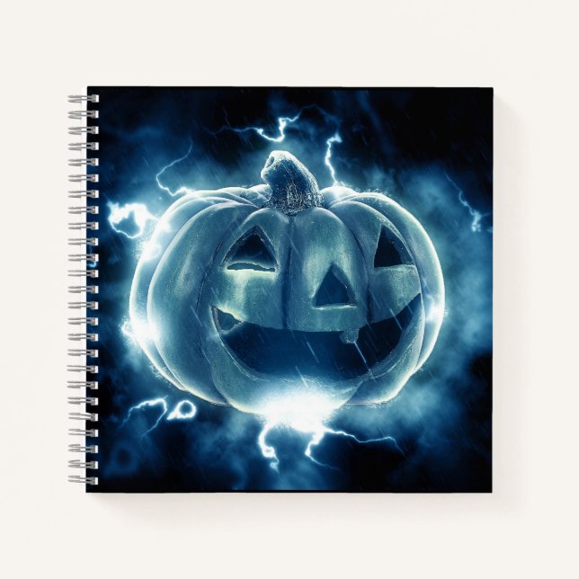 Jack-o-Laterne im Regen Notizbuch (Vorderseite)
