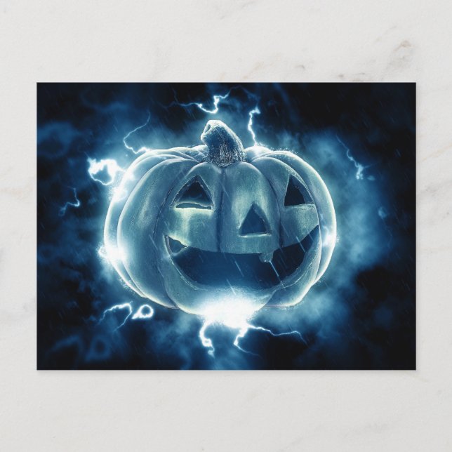 Jack-o-Laterne im Regen Postkarte (Vorderseite)