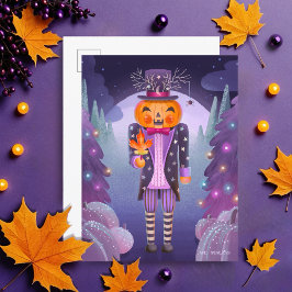 Jack-o'-Laterne Pumpkin Nutcracker Lila Postkarte