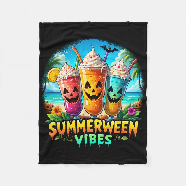 Jack-o-Laterne Summerween Vibes Skeleton Summer Wa Fleecedecke (Vorderseite)