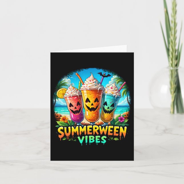 Jack-o-Laterne Summerween Vibes Skeleton Summer Wa Karte (Vorderseite)