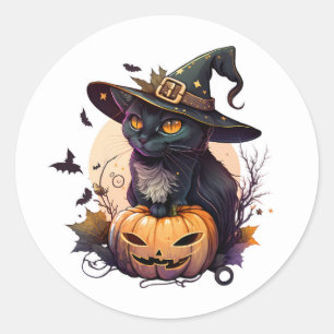 Jack-O-Laterne und Fledermäuse Runder Aufkleber