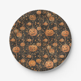 Jack-o-Laternen auf dem Weinberg Pappteller
