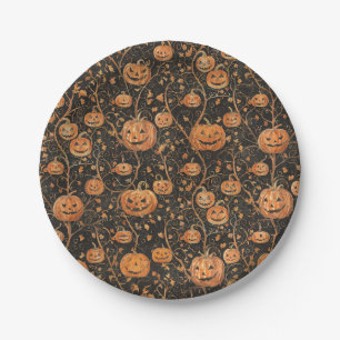 Jack-o-Laternen auf dem Weinberg Pappteller