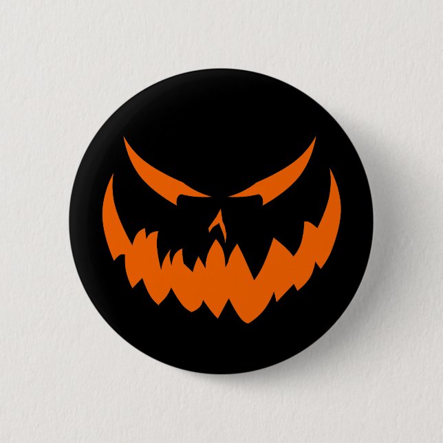 Jack-O' Laternen-Gesicht II, orange Button (Vorderseite)