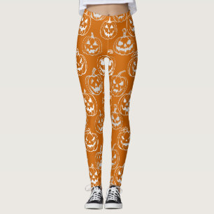Jack-o-Laternen Muster.White Orange BG Leggings