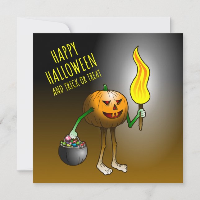 Jack-o-Laternen Trick oder Treat Karte (Vorderseite)