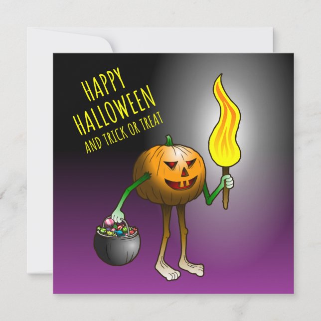Jack-o-Laternen Trick oder Treat Karte (Vorderseite)