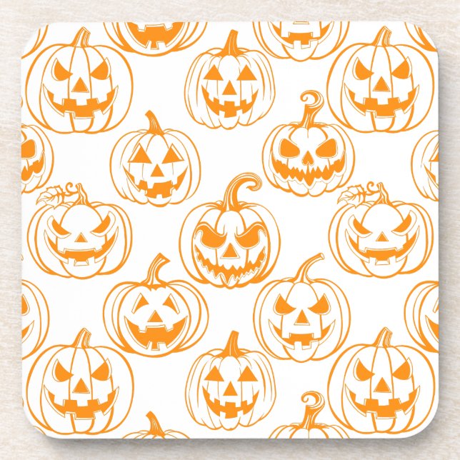 Jack-o-Laterterns Muster.Orange Getränkeuntersetzer (Vorderseite)