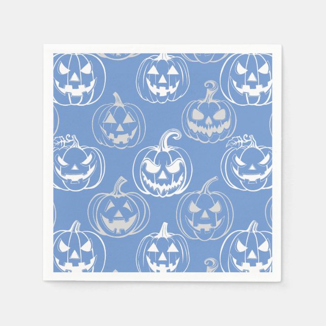 Jack-o-Laterterns Muster.White L blue BG Serviette (Vorderseite)