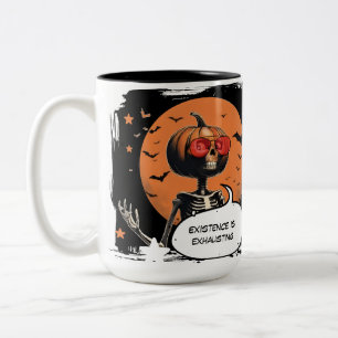 Jack O’ Latte – Lustiger Halloween-Kürbisskelett Zweifarbige Tasse