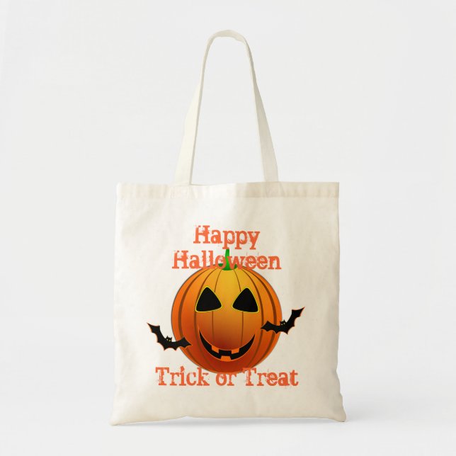 Jack-oder-Lantern-Trick oder Heilbutt Tragetasche (Vorne)
