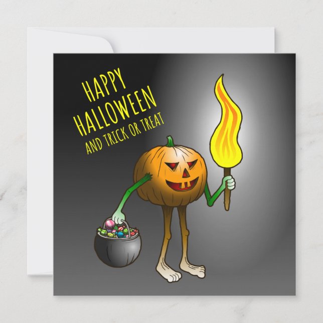 Jack O'lantern auf Süßigkeitenbetteln Karte (Vorderseite)