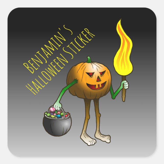 Jack O'lantern auf Trick oder Trete Quadratischer Aufkleber (Vorderseite)