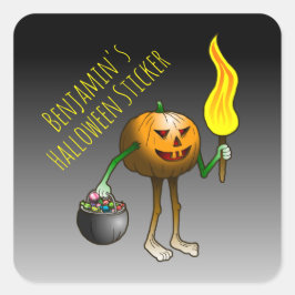 Jack O'lantern auf Trick oder Trete Quadratischer Aufkleber