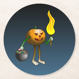Jack O'lantern auf Trick oder Trete Runder Pappuntersetzer