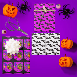 Jack O'Lantern Flecht Halloween-Party Lila Geschenkpapier Set