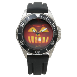 Jack O'Lantern Funny Lit Carved Pumpkin Halloween Armbanduhr