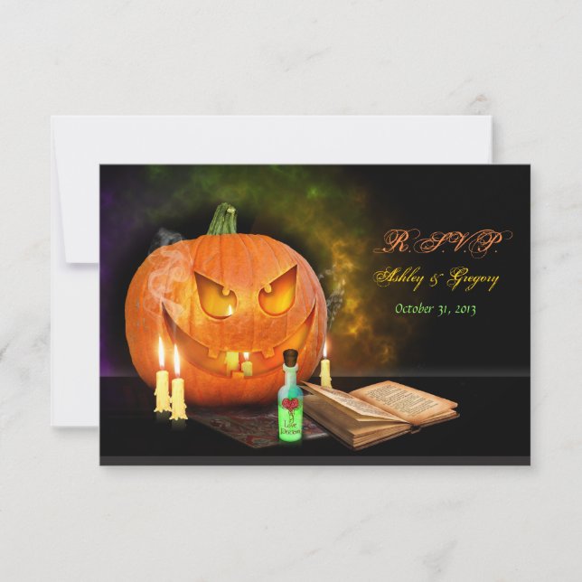 Jack O'Lantern Halloween-Antwortkarte RSVP Karte (Vorderseite)