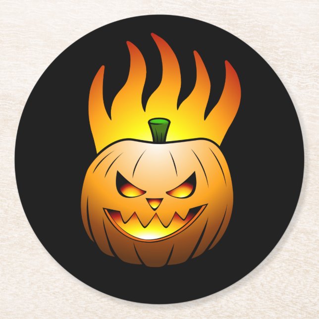 Jack O'lantern Halloween Pumpkin Runder Pappuntersetzer (Vorderseite)