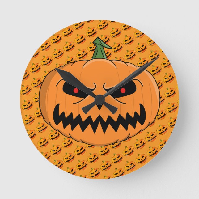 Jack O'Lantern Halloween Runde Wanduhr (Vorderseite)